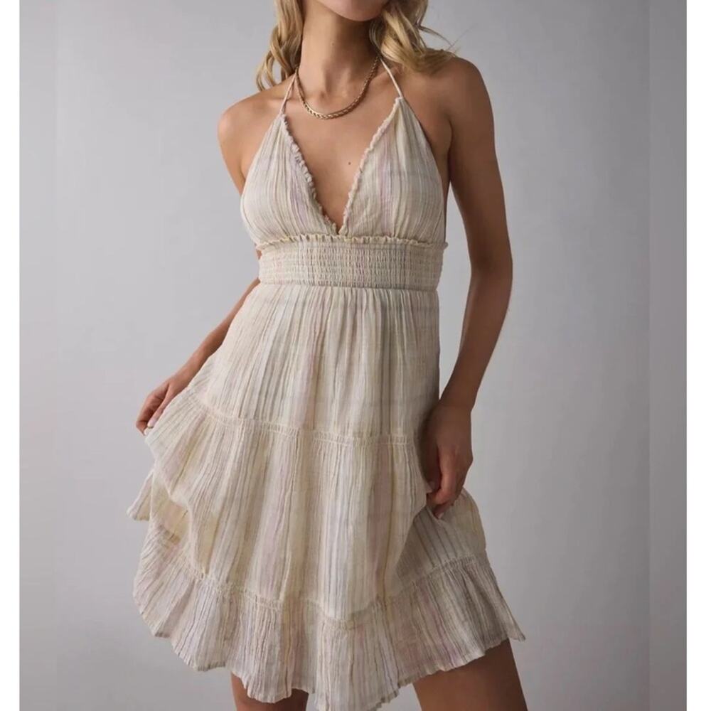 NWT Urban Outfitters | Kimchi Blue Phoebe Cotton Open-Back Halter Dress Sz L
